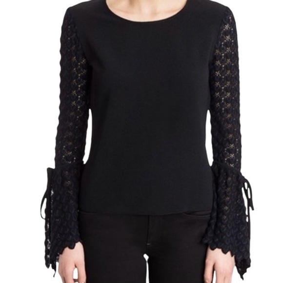 See By Chloé crepe knit top with crocheted bell sleeves. NWOT - Picture 1 of 4
